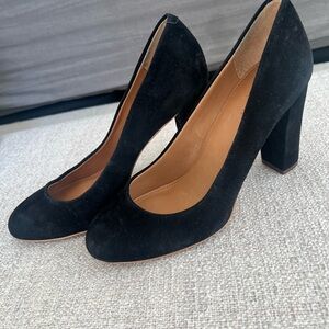 J. Crew Black Heels Classic Suede Pumps